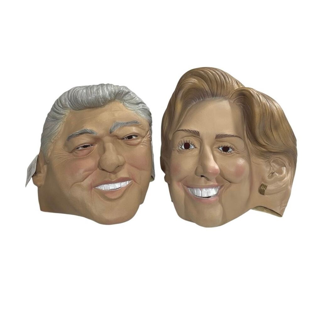 Vintage 2006 Disguise Inc. Bill & Hillary Clinton Latex Rubber Halloween Masks